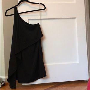 One shoulder black silk. Dress